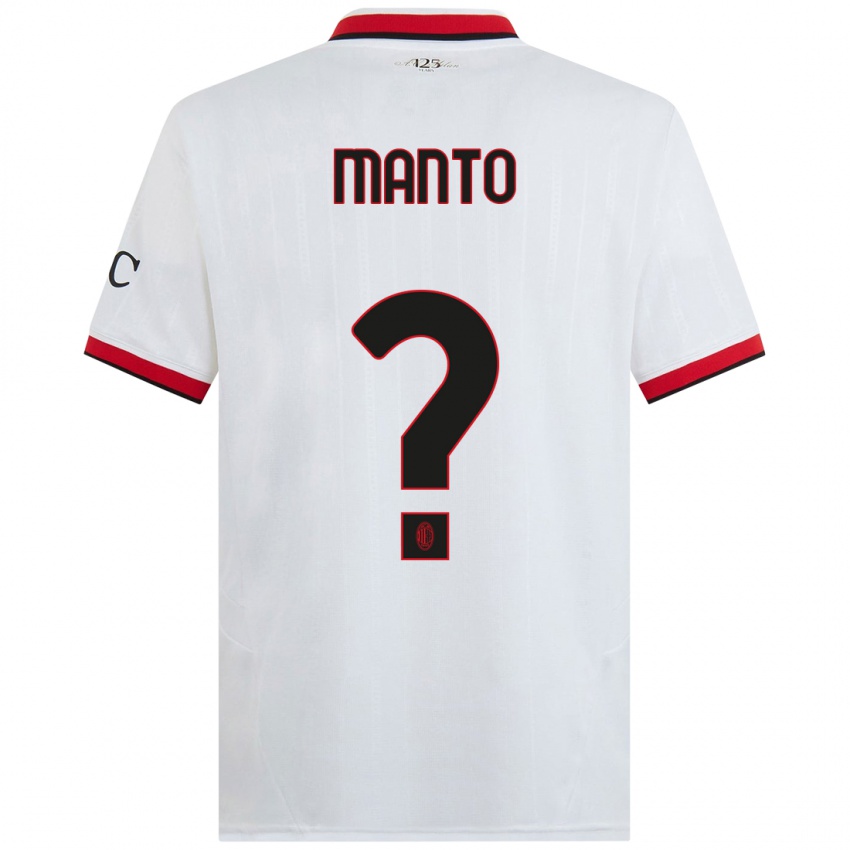 Kinder Gaetano Manto #0 Weiß Schwarz Rot Auswärtstrikot Trikot 2024/25 T-Shirt