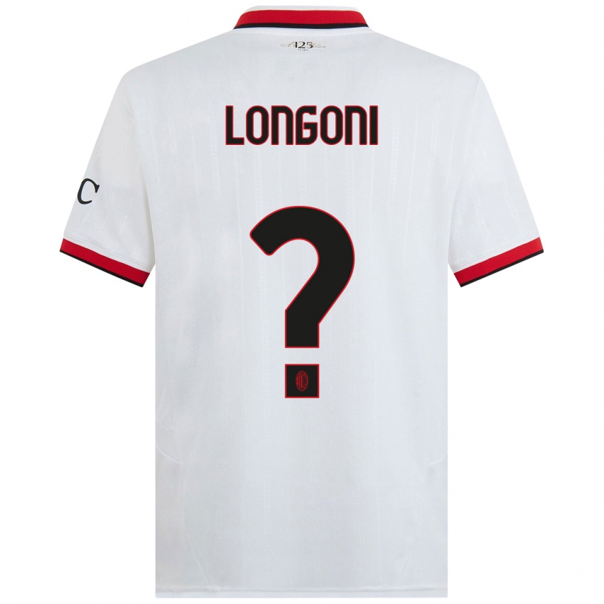 Kinder Alessandro Longoni #0 Weiß Schwarz Rot Auswärtstrikot Trikot 2024/25 T-Shirt