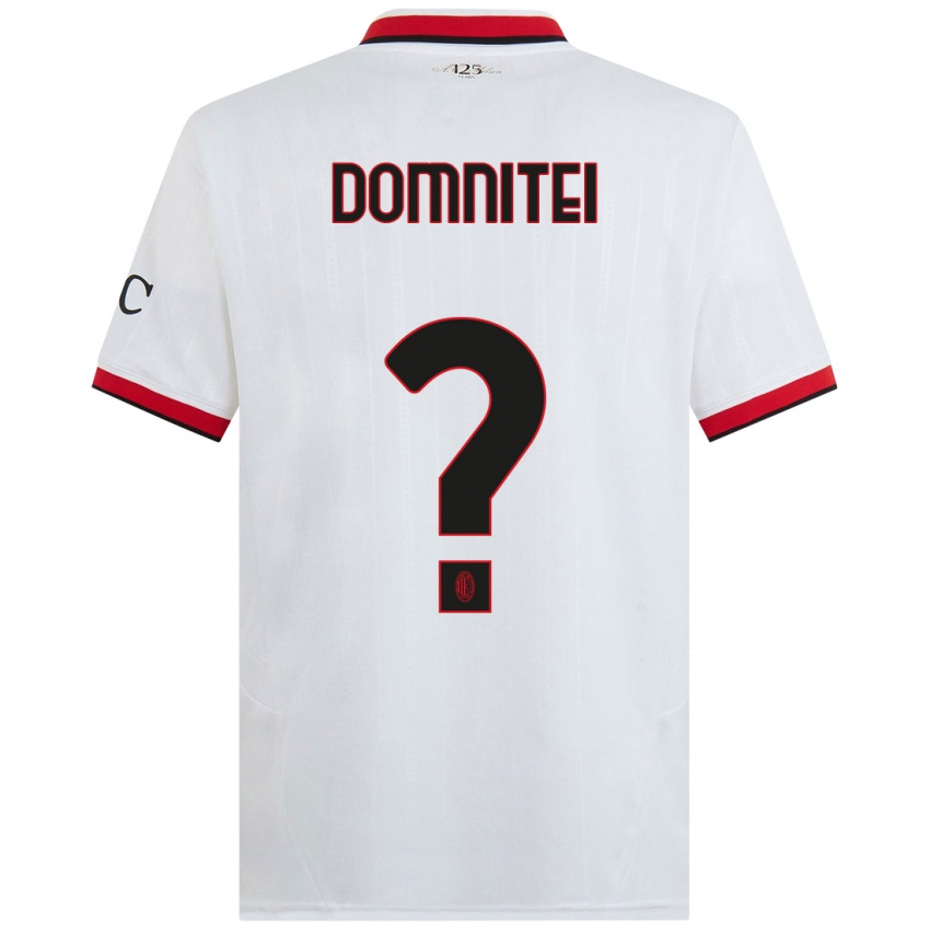 Kinder Francesco Domniței #0 Weiß Schwarz Rot Auswärtstrikot Trikot 2024/25 T-Shirt