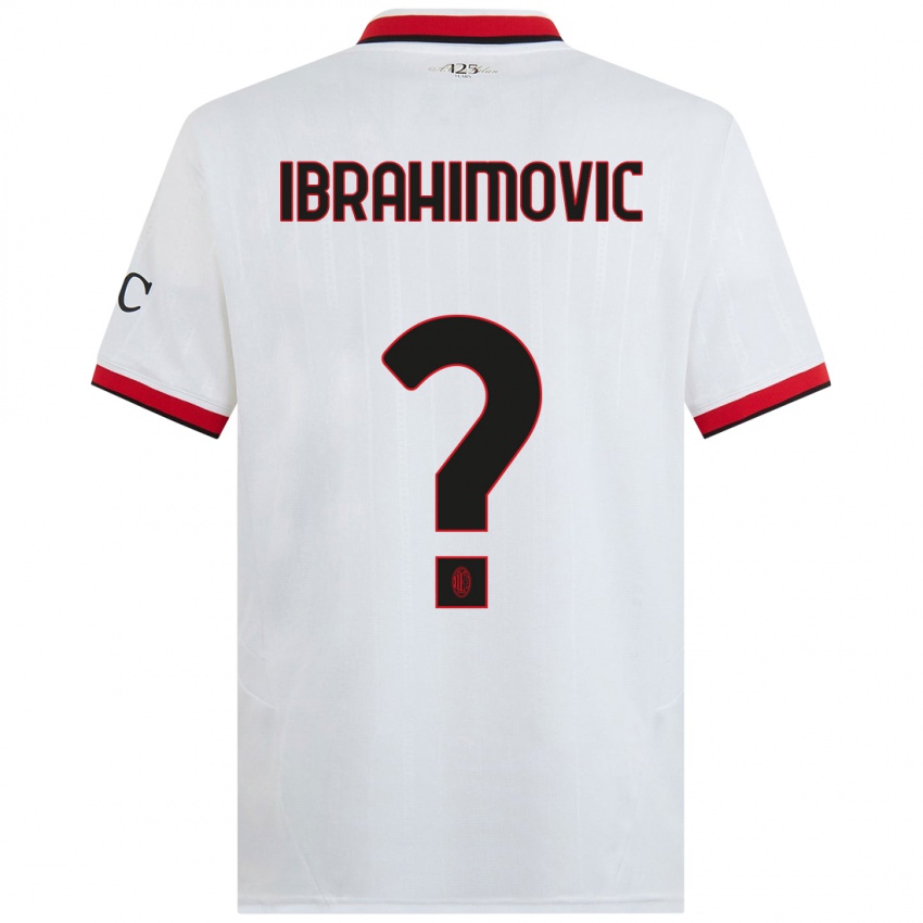 Kinder Vincent Ibrahimovic #0 Weiß Schwarz Rot Auswärtstrikot Trikot 2024/25 T-Shirt