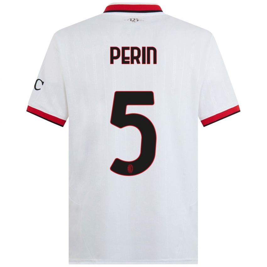 Kinder Ernesto Perin #5 Weiß Schwarz Rot Auswärtstrikot Trikot 2024/25 T-Shirt