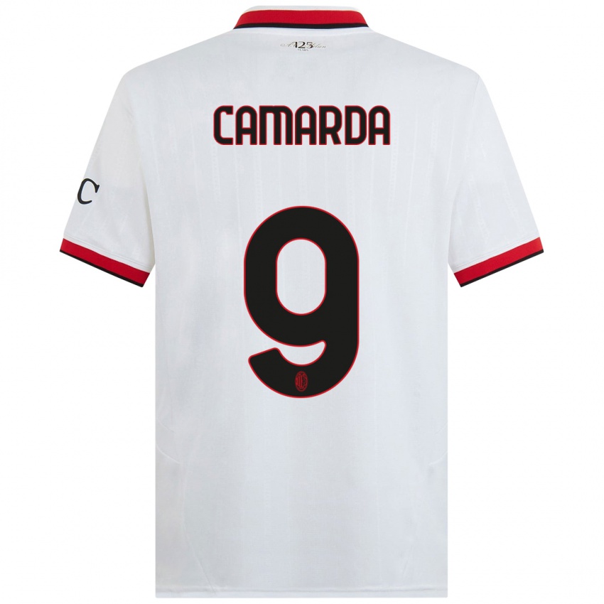 Kinder Francesco Camarda #9 Weiß Schwarz Rot Auswärtstrikot Trikot 2024/25 T-Shirt