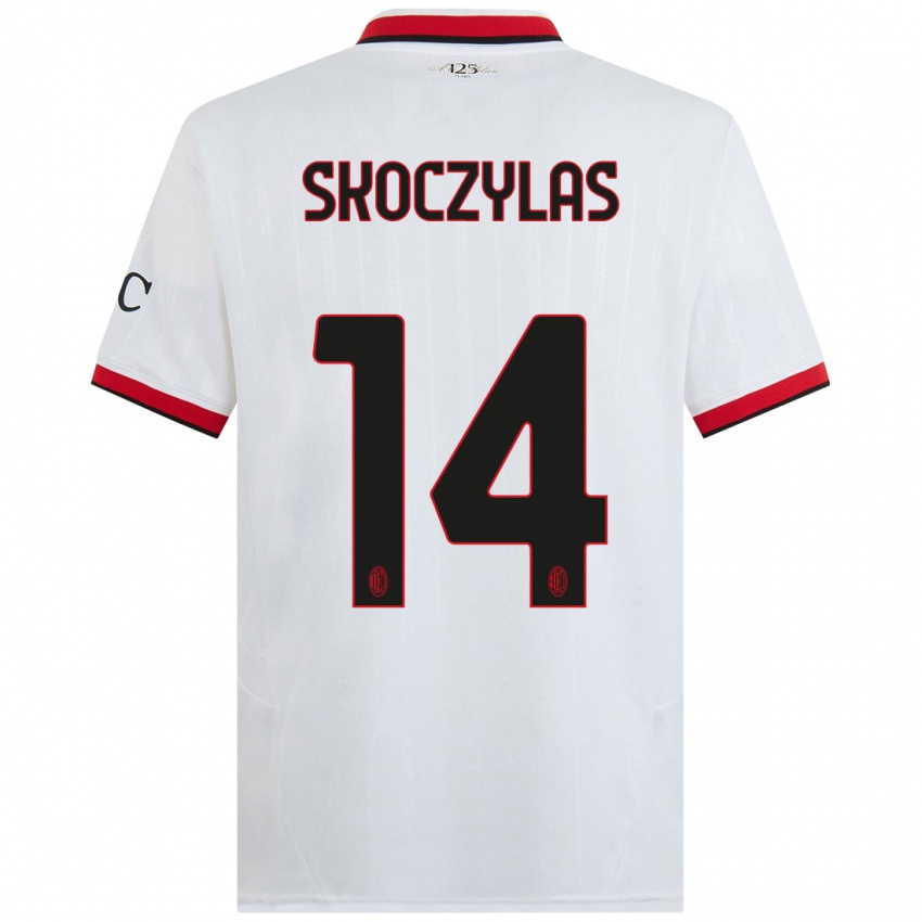 Kinder Mateusz Skoczylas #14 Weiß Schwarz Rot Auswärtstrikot Trikot 2024/25 T-Shirt