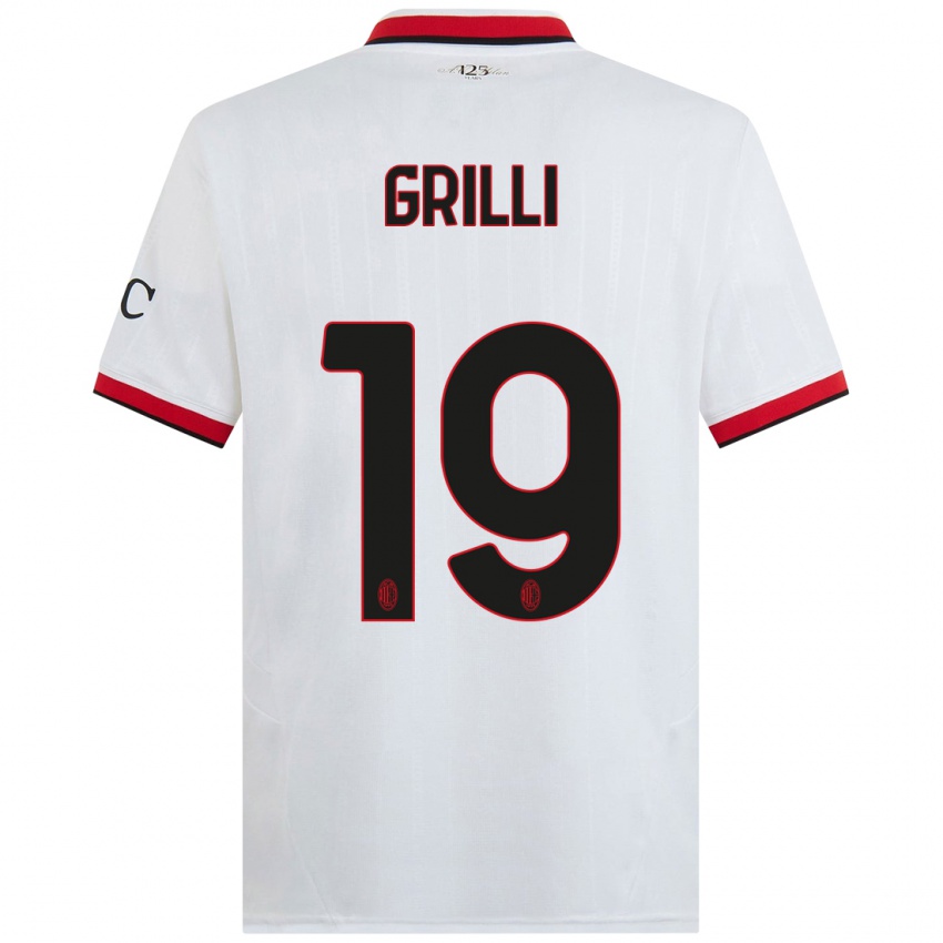 Kinder Lorenzo Grilli #19 Weiß Schwarz Rot Auswärtstrikot Trikot 2024/25 T-Shirt