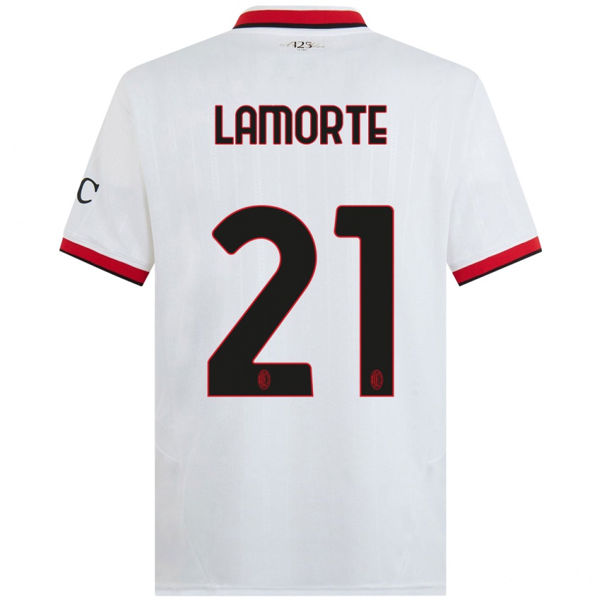 Kinder Alessandro Lamorte #21 Weiß Schwarz Rot Auswärtstrikot Trikot 2024/25 T-Shirt