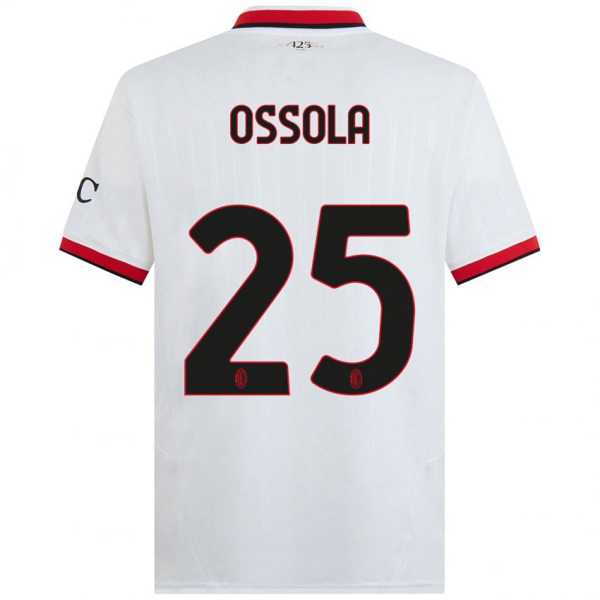 Kinder Lorenzo Ossola #25 Weiß Schwarz Rot Auswärtstrikot Trikot 2024/25 T-Shirt