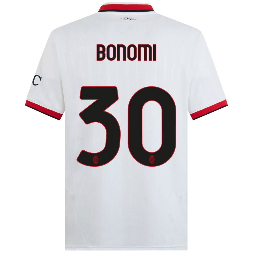 Kinder Alessandro Bonomi #30 Weiß Schwarz Rot Auswärtstrikot Trikot 2024/25 T-Shirt