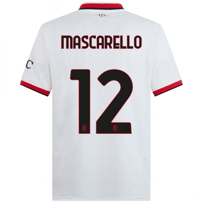 Kinder Marta Mascarello #12 Weiß Schwarz Rot Auswärtstrikot Trikot 2024/25 T-Shirt