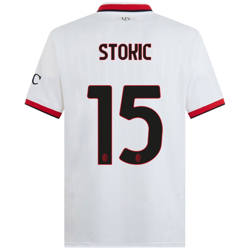 Kinder Sara Stokić #15 Weiß Schwarz Rot Auswärtstrikot Trikot 2024/25 T-Shirt