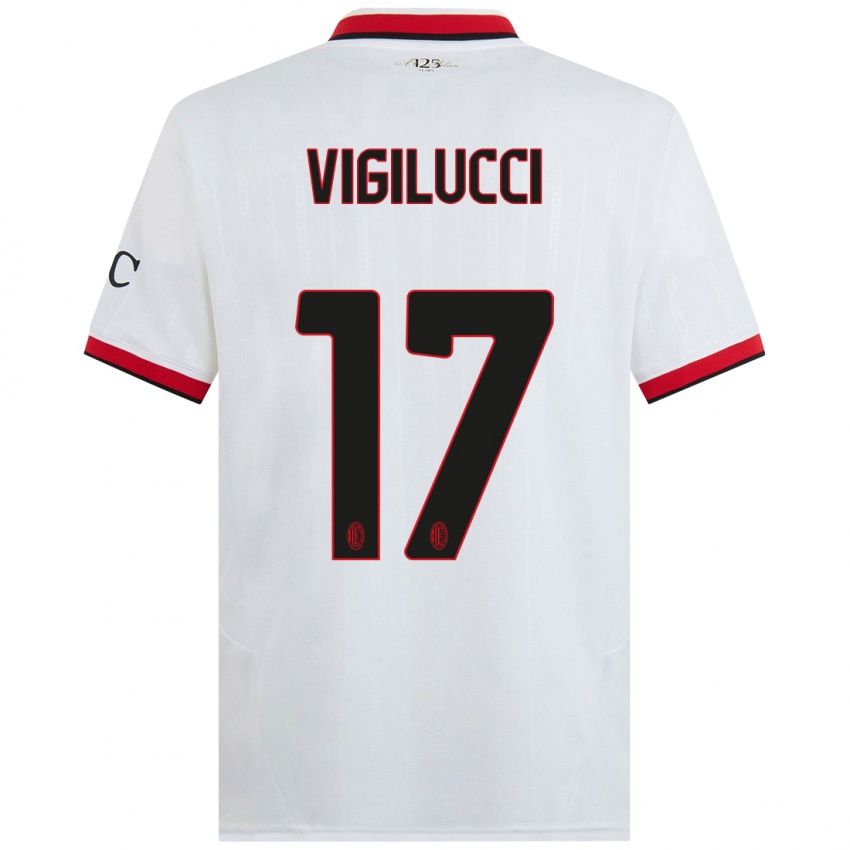 Kinder Valery Vigilucci #17 Weiß Schwarz Rot Auswärtstrikot Trikot 2024/25 T-Shirt