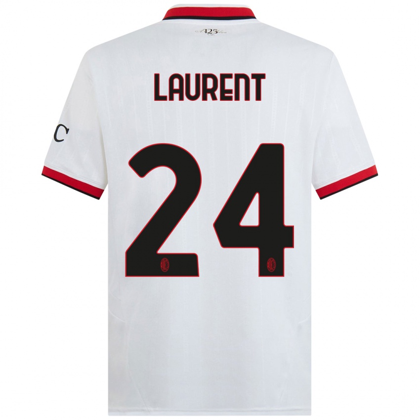 Kinder Emelyne Laurent #24 Weiß Schwarz Rot Auswärtstrikot Trikot 2024/25 T-Shirt