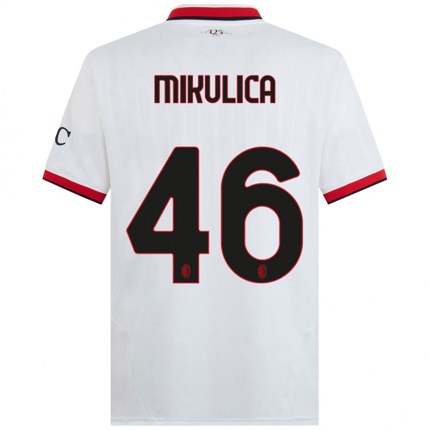 Kinder Petra Mikulica #46 Weiß Schwarz Rot Auswärtstrikot Trikot 2024/25 T-Shirt