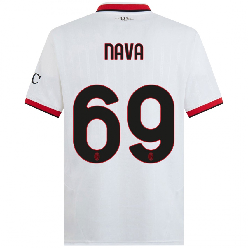 Kinder Lapo Nava #69 Weiß Schwarz Rot Auswärtstrikot Trikot 2024/25 T-Shirt