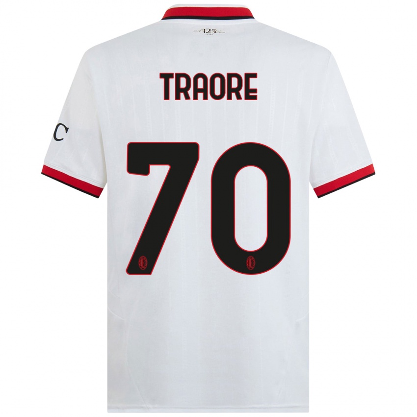 Kinder Chaka Traore #70 Weiß Schwarz Rot Auswärtstrikot Trikot 2024/25 T-Shirt