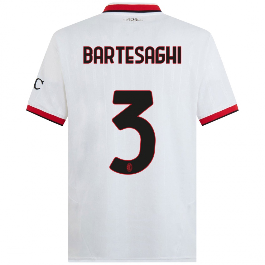 Kinder Davide Bartesaghi #3 Weiß Schwarz Rot Auswärtstrikot Trikot 2024/25 T-Shirt