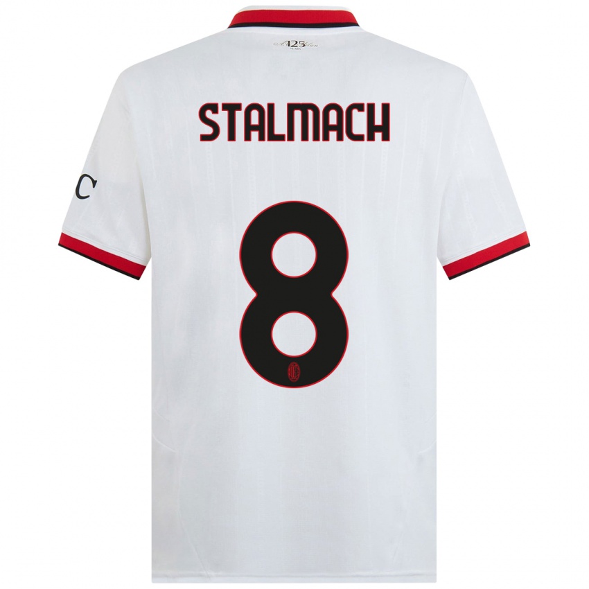 Kinder Dariusz Stalmach #8 Weiß Schwarz Rot Auswärtstrikot Trikot 2024/25 T-Shirt