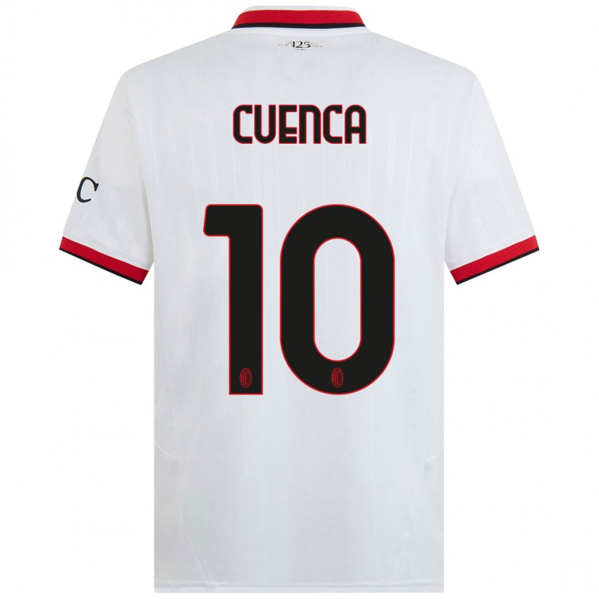 Kinder Hugo Cuenca #10 Weiß Schwarz Rot Auswärtstrikot Trikot 2024/25 T-Shirt