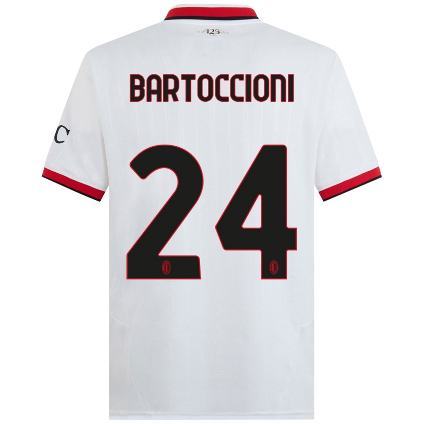 Kinder Andrea Bartoccioni #24 Weiß Schwarz Rot Auswärtstrikot Trikot 2024/25 T-Shirt