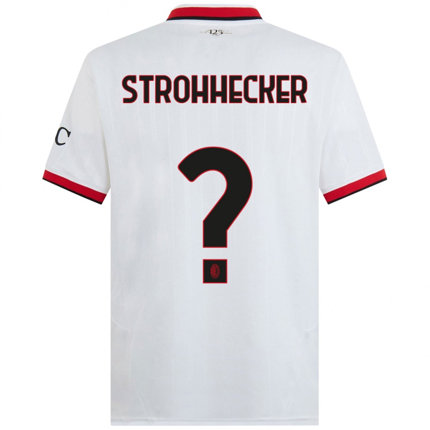 Kinder Riccardo Strohhecker #0 Weiß Schwarz Rot Auswärtstrikot Trikot 2024/25 T-Shirt