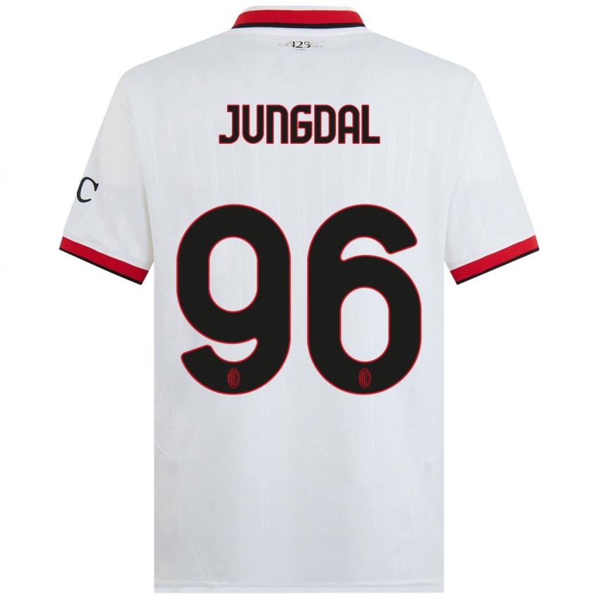 Kinder Andreas Jungdal #96 Weiß Schwarz Rot Auswärtstrikot Trikot 2024/25 T-Shirt