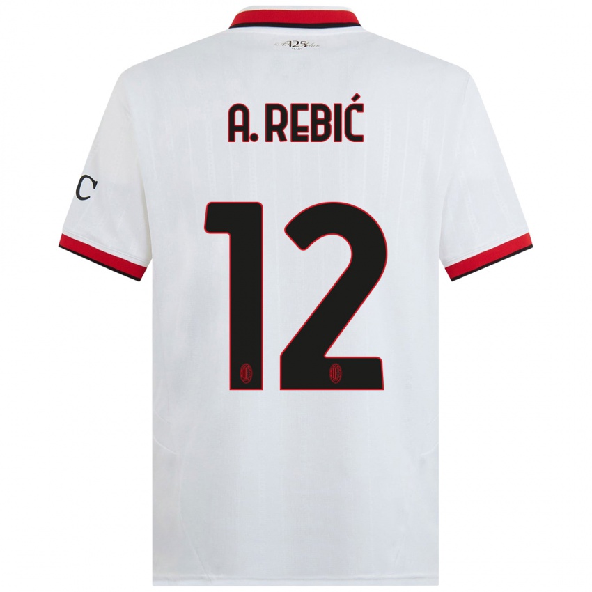 Kinder Ante Rebic #12 Weiß Schwarz Rot Auswärtstrikot Trikot 2024/25 T-Shirt