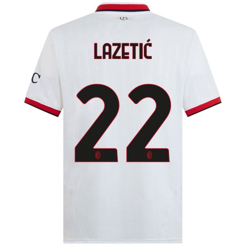 Kinder Marko Lazetic #22 Weiß Schwarz Rot Auswärtstrikot Trikot 2024/25 T-Shirt