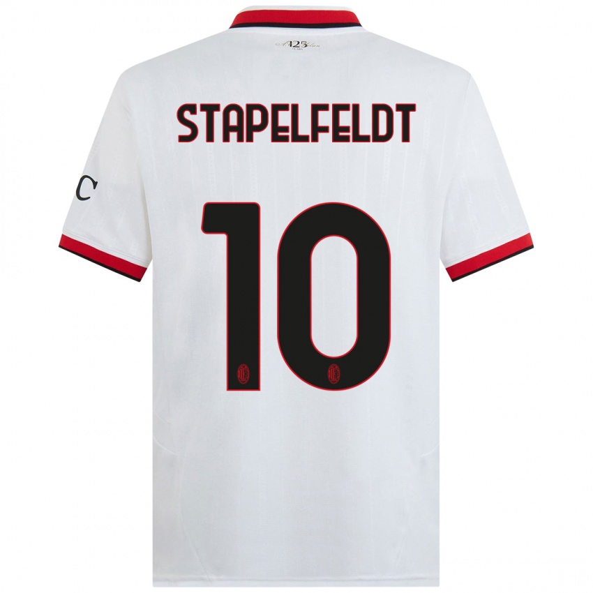 Kinder Nina Stapelfeldt #10 Weiß Schwarz Rot Auswärtstrikot Trikot 2024/25 T-Shirt