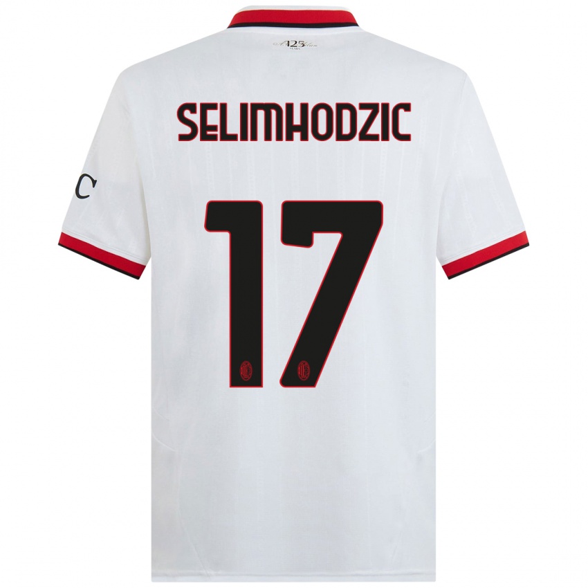 Kinder Noa Selimhodzic #17 Weiß Schwarz Rot Auswärtstrikot Trikot 2024/25 T-Shirt