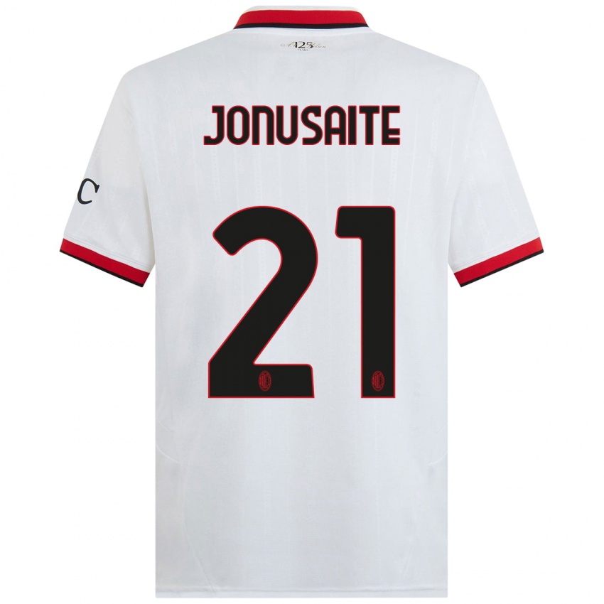 Kinder Rimante Jonusaite #21 Weiß Schwarz Rot Auswärtstrikot Trikot 2024/25 T-Shirt