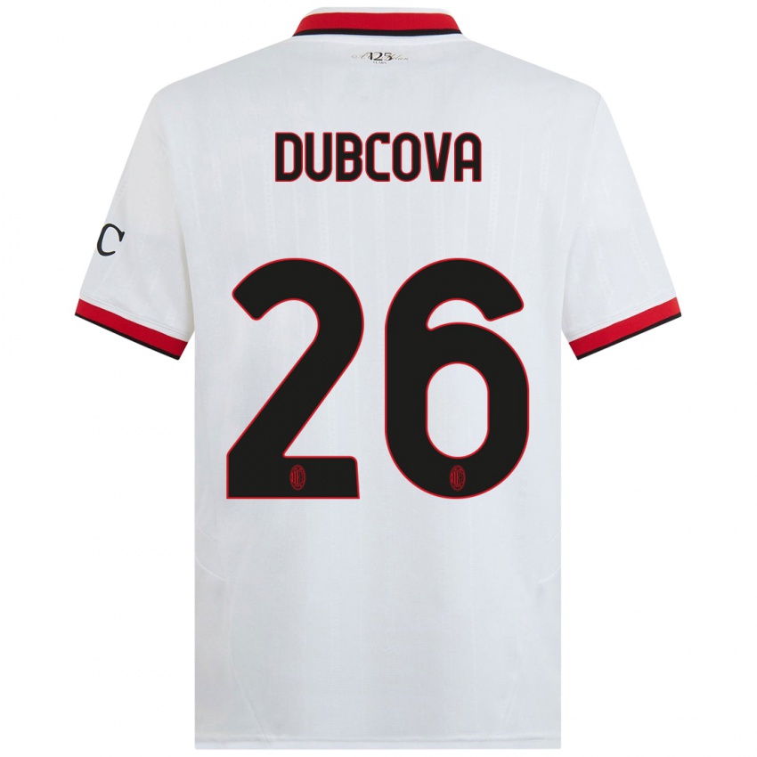 Kinder Michaela Dubcova #26 Weiß Schwarz Rot Auswärtstrikot Trikot 2024/25 T-Shirt