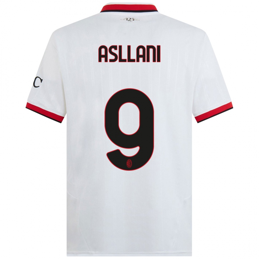 Kinder Kosovare Asllani #9 Weiß Schwarz Rot Auswärtstrikot Trikot 2024/25 T-Shirt