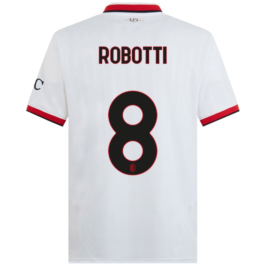 Kinder Giovanni Robotti #8 Weiß Schwarz Rot Auswärtstrikot Trikot 2024/25 T-Shirt