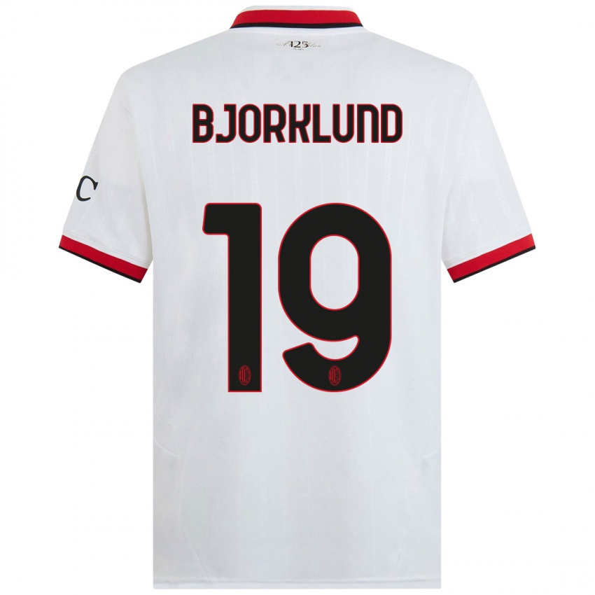 Kinder Lukas Bjorklund #19 Weiß Schwarz Rot Auswärtstrikot Trikot 2024/25 T-Shirt