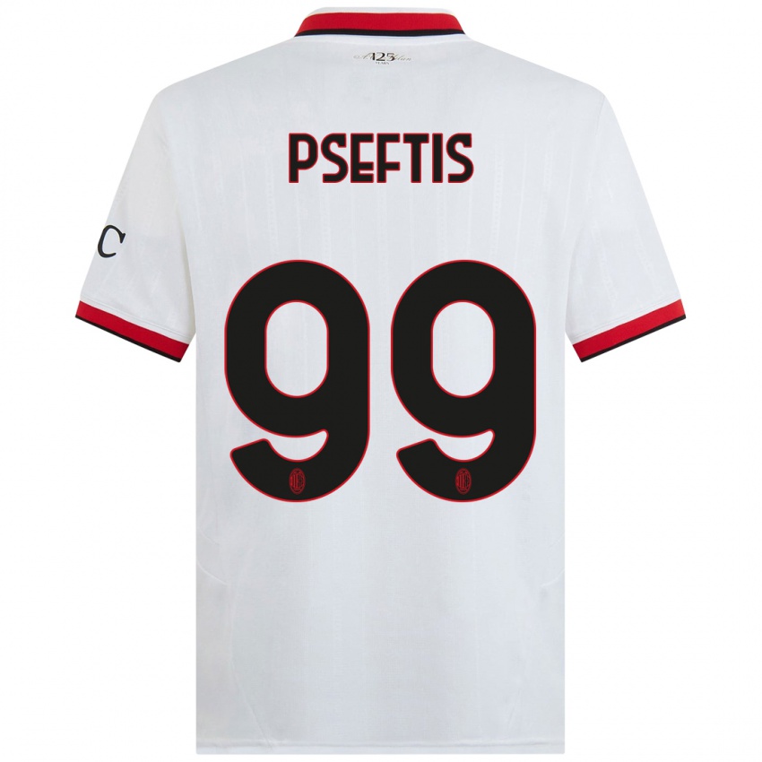 Kinder Fotios Pseftis #99 Weiß Schwarz Rot Auswärtstrikot Trikot 2024/25 T-Shirt