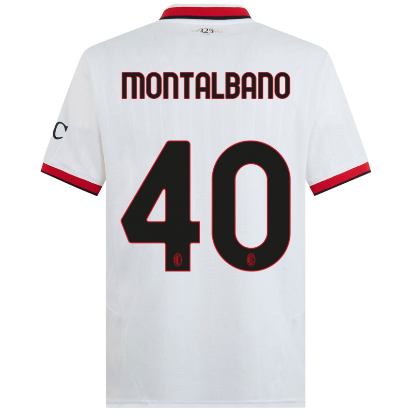 Kinder Nicolo Montalbano #40 Weiß Schwarz Rot Auswärtstrikot Trikot 2024/25 T-Shirt