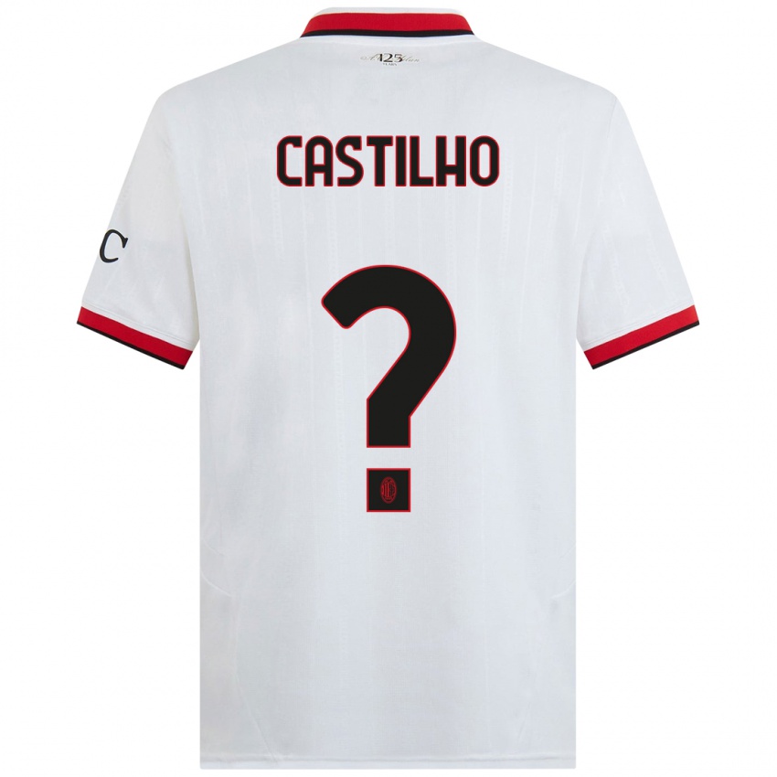 Kinder Estevan Amaral Castilho #0 Weiß Schwarz Rot Auswärtstrikot Trikot 2024/25 T-Shirt