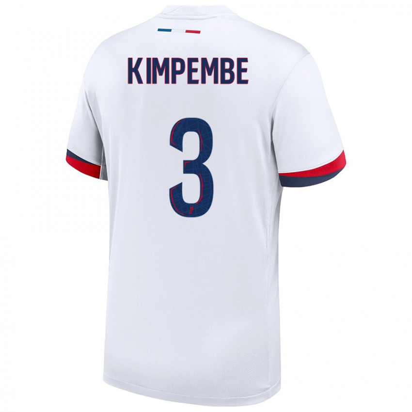 Kinder Presnel Kimpembe #3 Weiß Blau Rot Auswärtstrikot Trikot 2024/25 T-Shirt