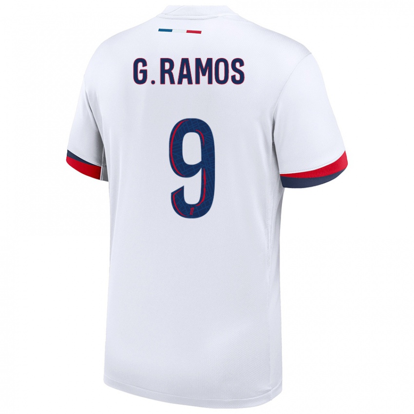 Kinder Gonçalo Ramos #9 Weiß Blau Rot Auswärtstrikot Trikot 2024/25 T-Shirt