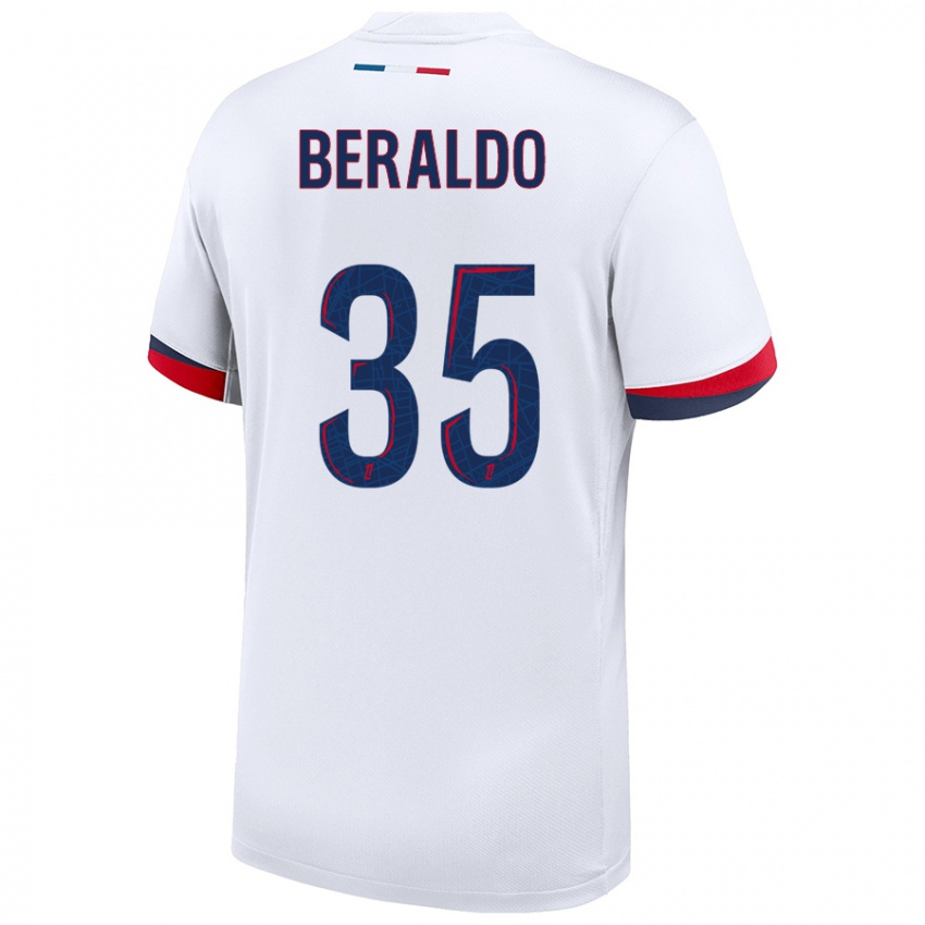 Kinder Lucas Beraldo #35 Weiß Blau Rot Auswärtstrikot Trikot 2024/25 T-Shirt