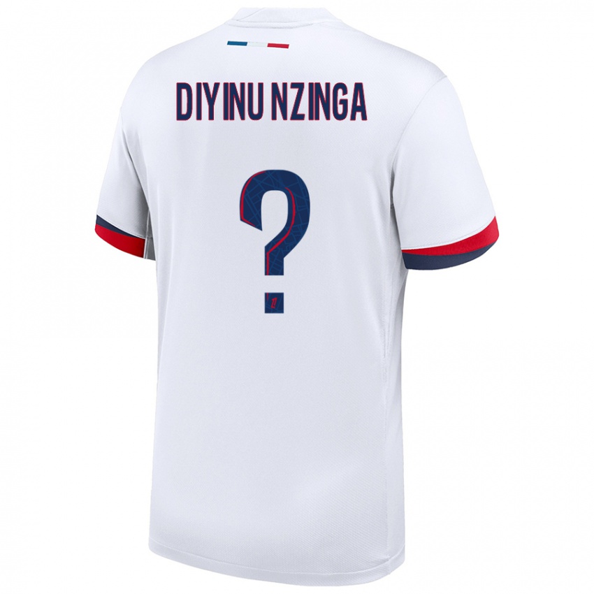 Kinder Vainqueur Diyinu Nzinga #0 Weiß Blau Rot Auswärtstrikot Trikot 2024/25 T-Shirt