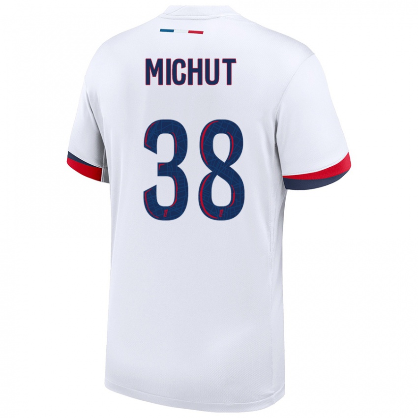 Kinder Edouard Michut #38 Weiß Blau Rot Auswärtstrikot Trikot 2024/25 T-Shirt