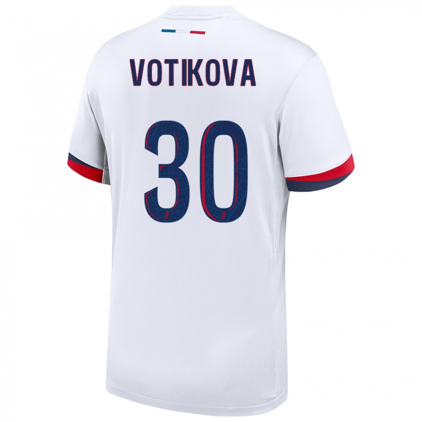 Kinder Barbora Votikova #30 Weiß Blau Rot Auswärtstrikot Trikot 2024/25 T-Shirt