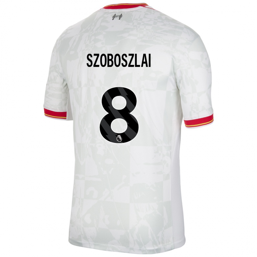 Kinder Dominik Szoboszlai #8 Weiß Rot Schwarz Ausweichtrikot Trikot 2024/25 T-Shirt