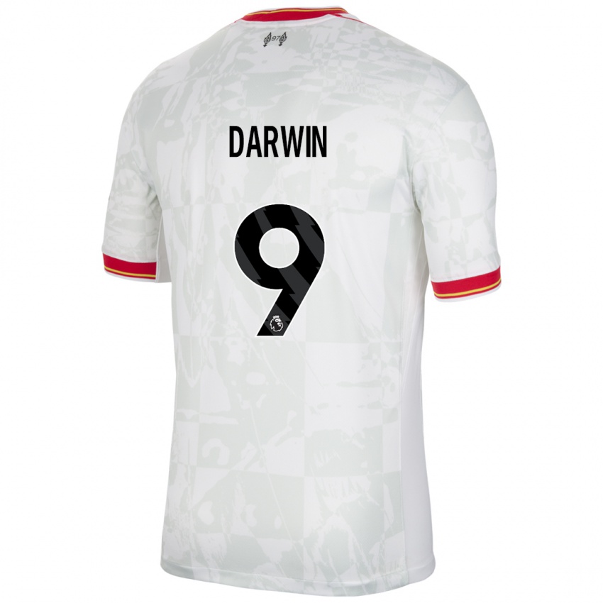 Kinder Darwin Nunez #9 Weiß Rot Schwarz Ausweichtrikot Trikot 2024/25 T-Shirt