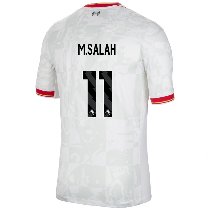 Kinder Mohamed Salah #11 Weiß Rot Schwarz Ausweichtrikot Trikot 2024/25 T-Shirt