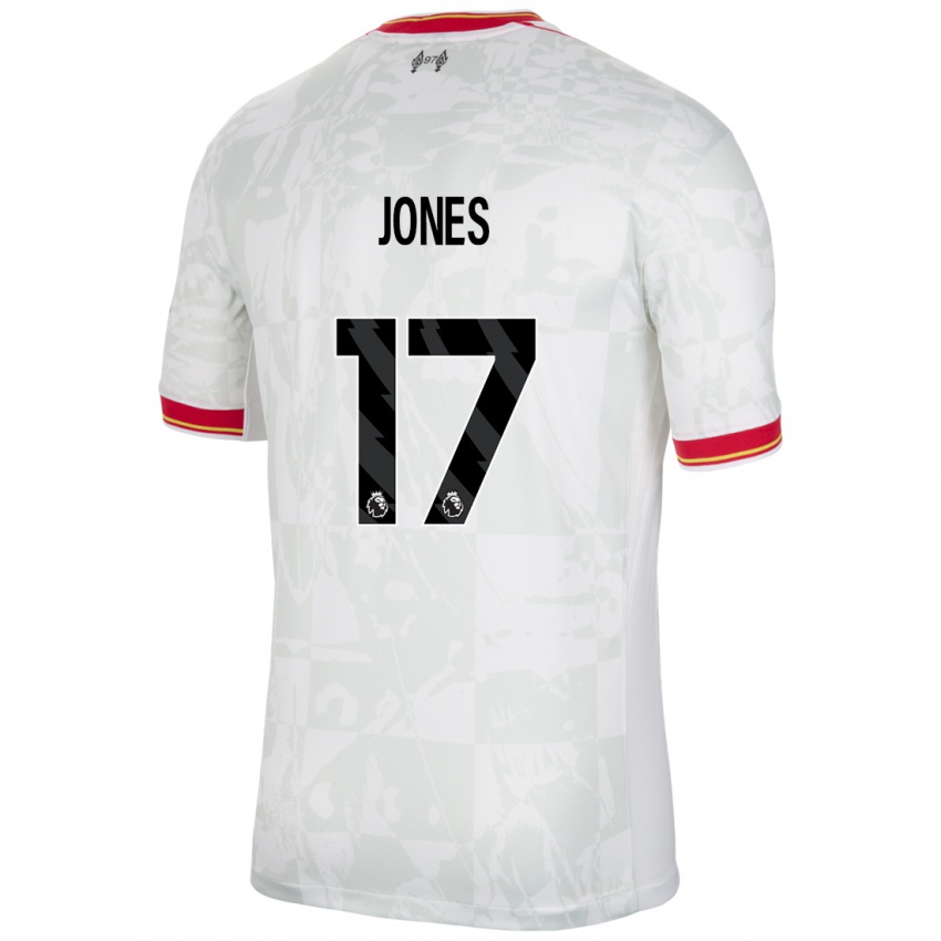 Kinder Curtis Jones #17 Weiß Rot Schwarz Ausweichtrikot Trikot 2024/25 T-Shirt