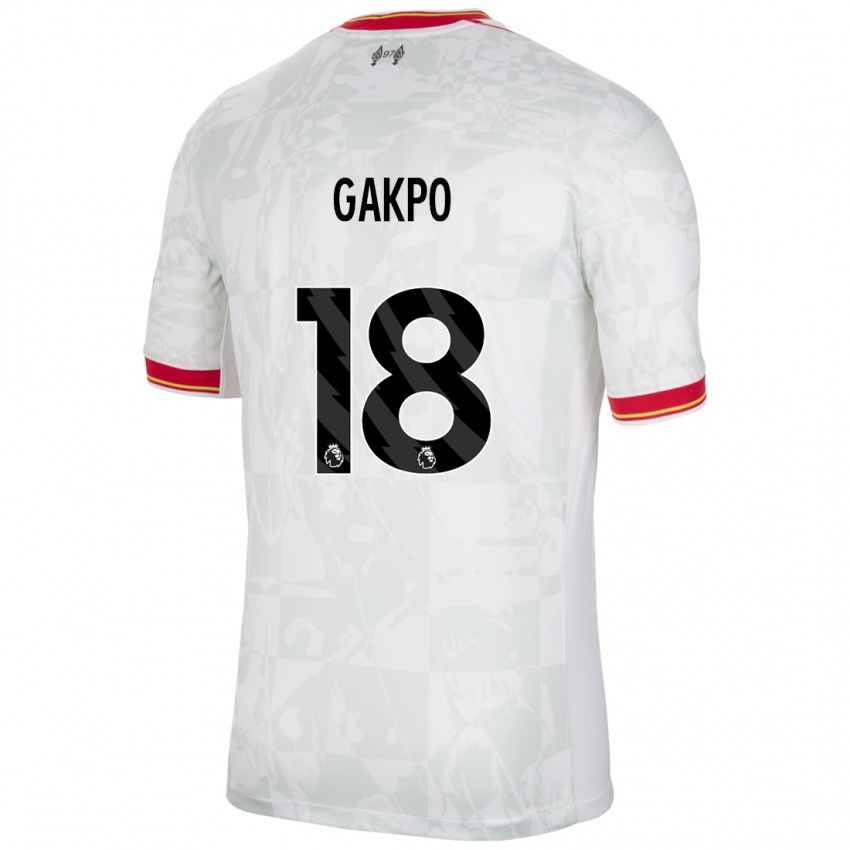 Kinder Cody Gakpo #18 Weiß Rot Schwarz Ausweichtrikot Trikot 2024/25 T-Shirt