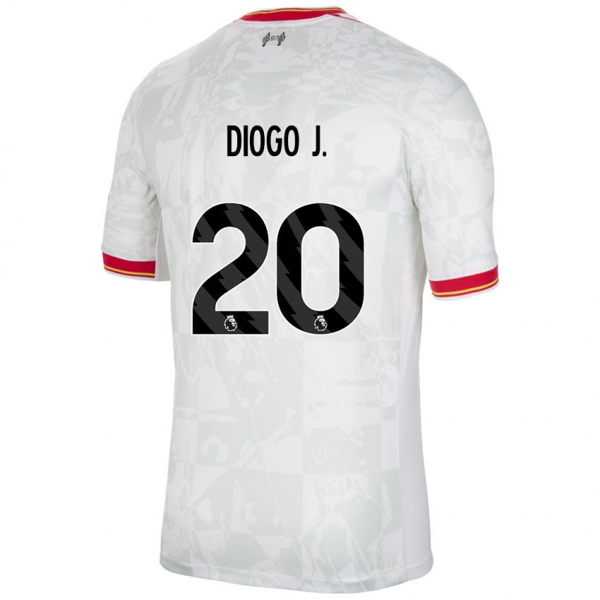 Kinder Diogo Jota #20 Weiß Rot Schwarz Ausweichtrikot Trikot 2024/25 T-Shirt