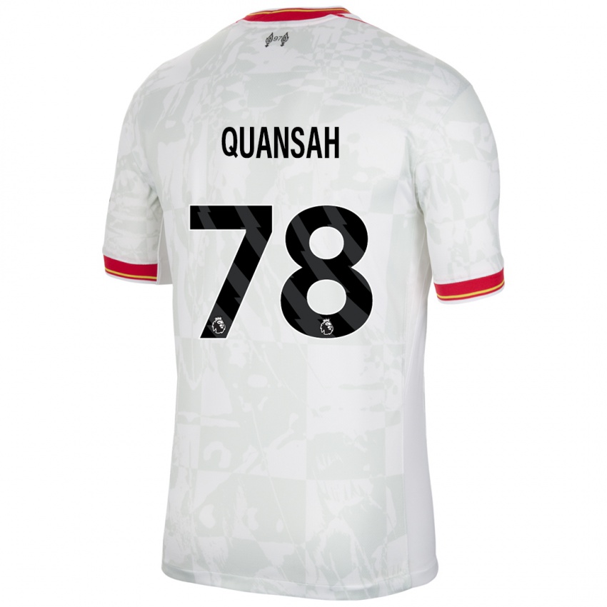 Kinder Jarell Quansah #78 Weiß Rot Schwarz Ausweichtrikot Trikot 2024/25 T-Shirt