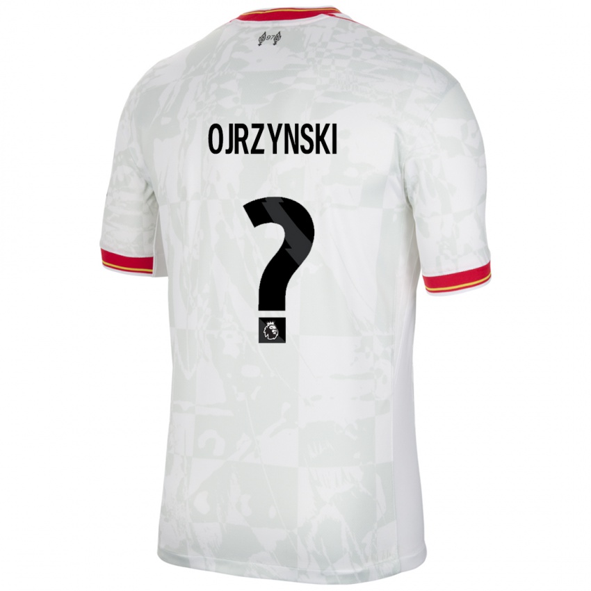 Kinder Jakub Ojrzynski #0 Weiß Rot Schwarz Ausweichtrikot Trikot 2024/25 T-Shirt